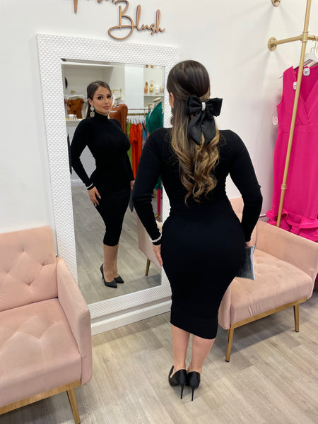 NICOLE KNIT MIDI-BLACK