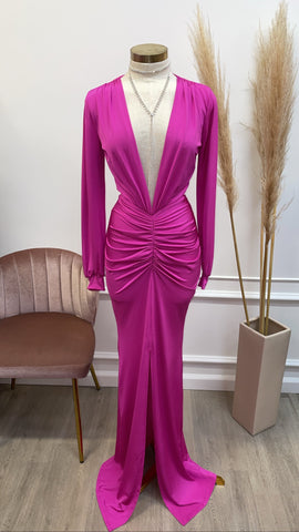 BELLAH COUTURE DRESS-FUCHSIA