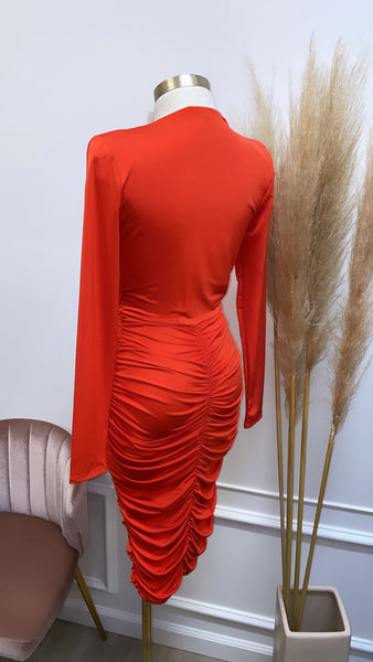 MADELYN MIDI DRESS- ORANGE